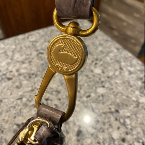 DOONEY & BURKE Croco Embossed Leather HOBO Handbag $245 $388 EUC - Picture 4 of 6